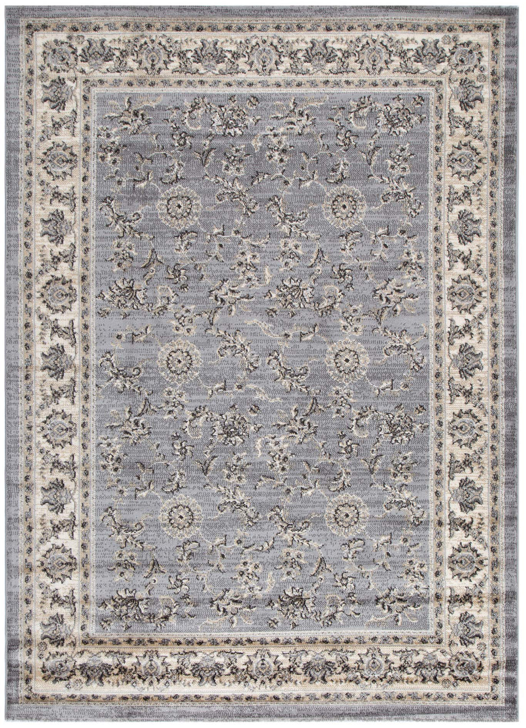 Arya Grey Cream Border Rug - 1691 GREY