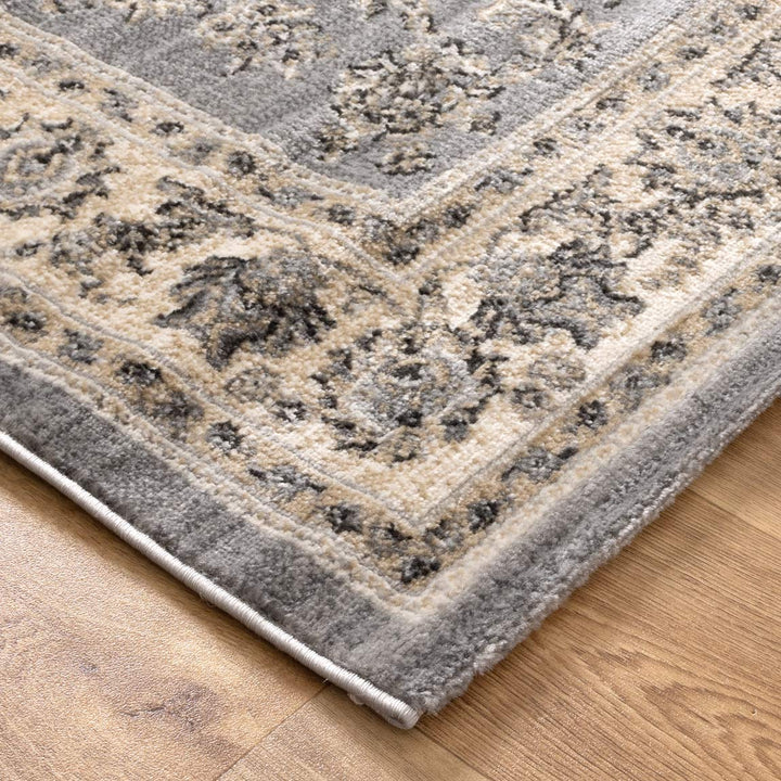 Arya Grey Cream Border Rug - 1691 GREY