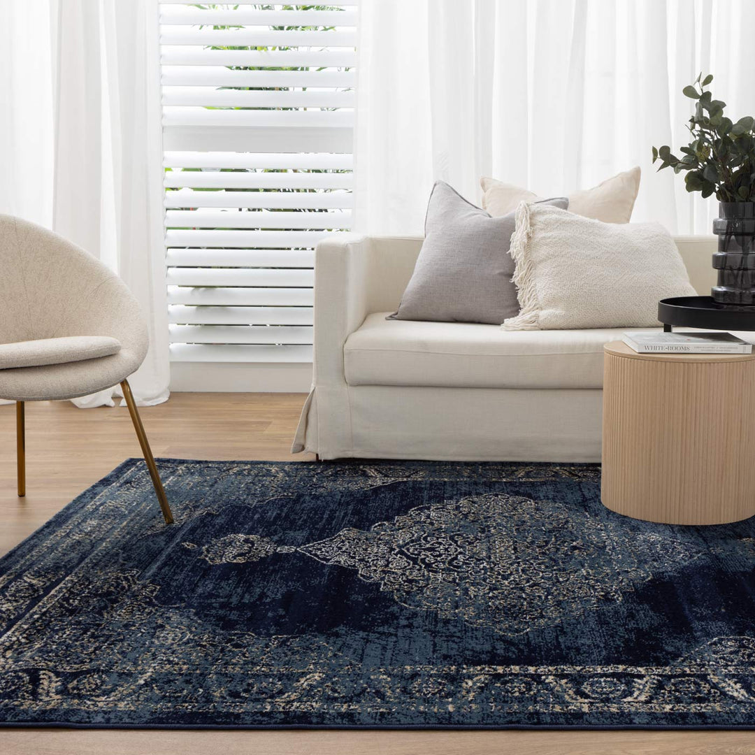 Arya Distressed Navy Rug - 6010 NAVY