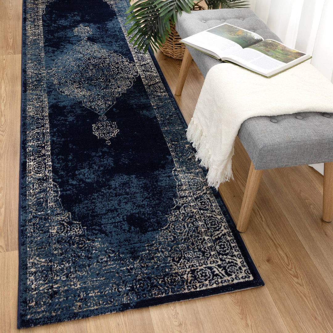 Arya Distressed Navy Rug - 6010 NAVY