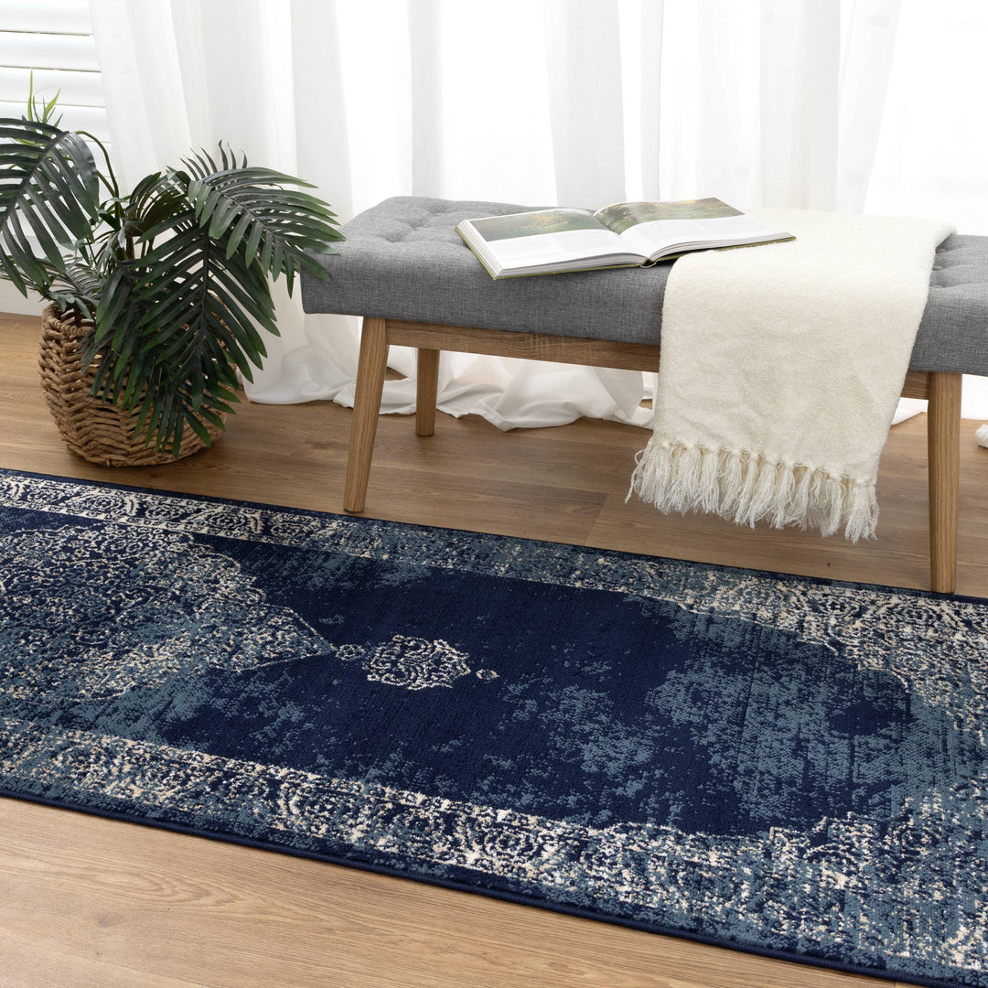 Deep Navy Rugs Arya Distressed Navy Rug - 6010 NAVY – Brand Ventures Pty Ltd