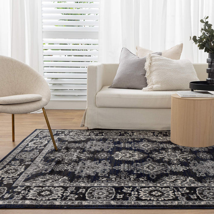 Arya Ziegler Navy Grey Rug - 6890 NAVY