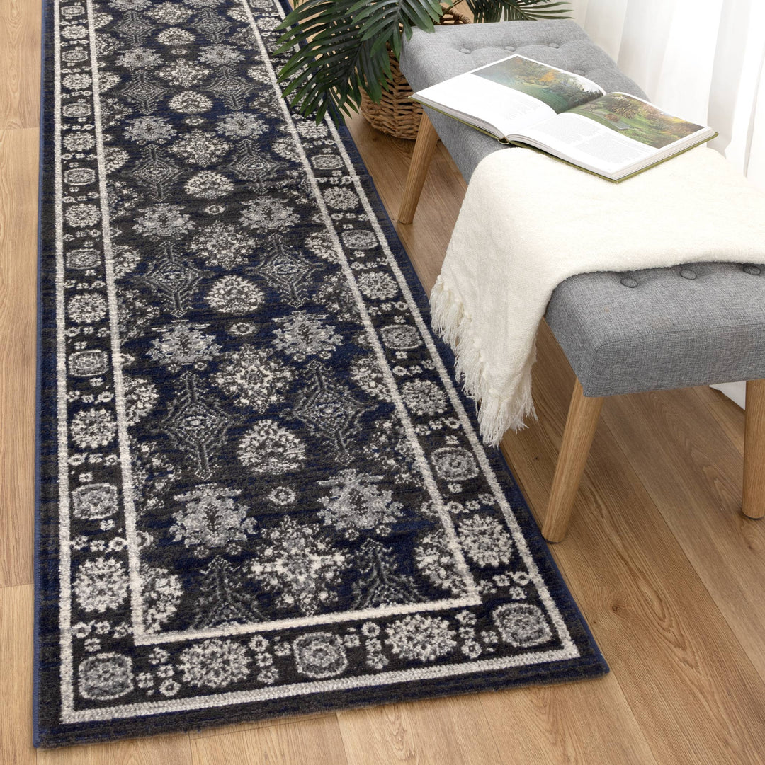 Arya Ziegler Navy Grey Rug - 6890 NAVY