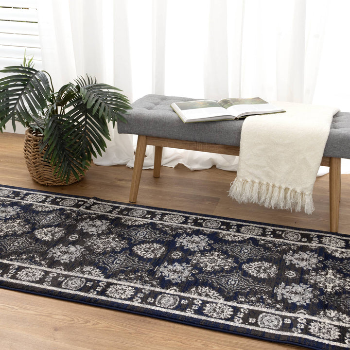 Arya Ziegler Navy Grey Rug - 6890 NAVY