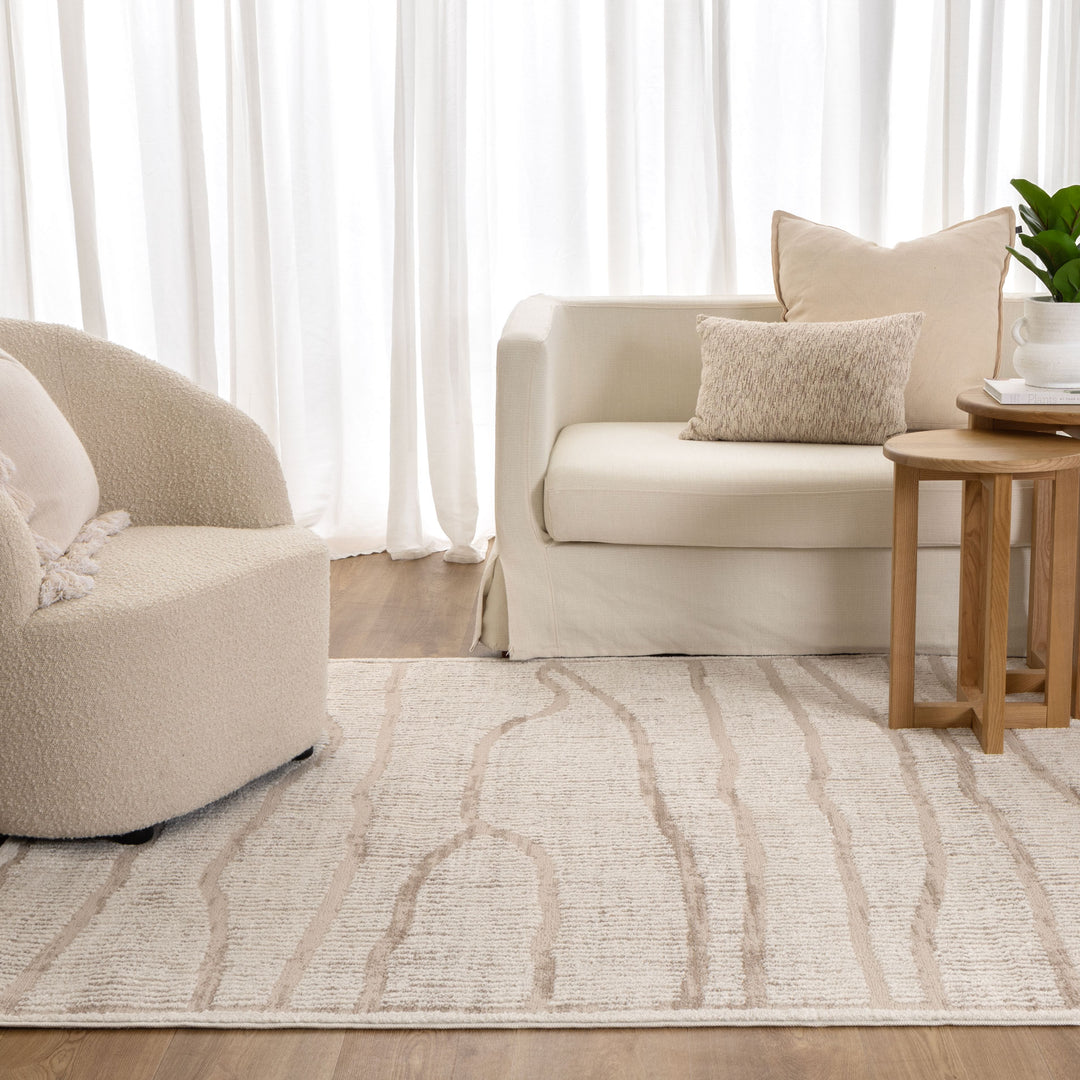 Sierra Abstract Ivory Lines Rug - New Arrival