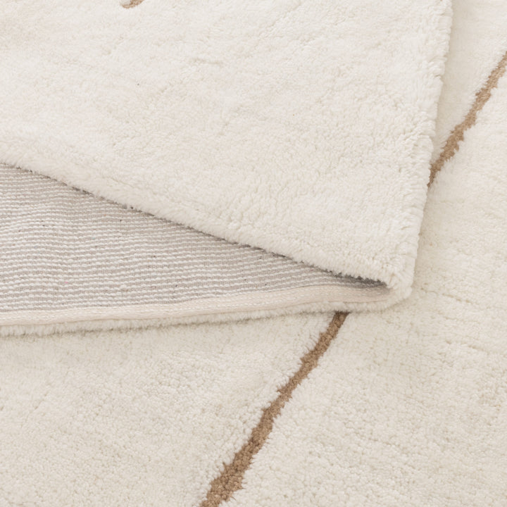 Highlands Abstract Beige Lines Washable Wool Rug - New Arrival