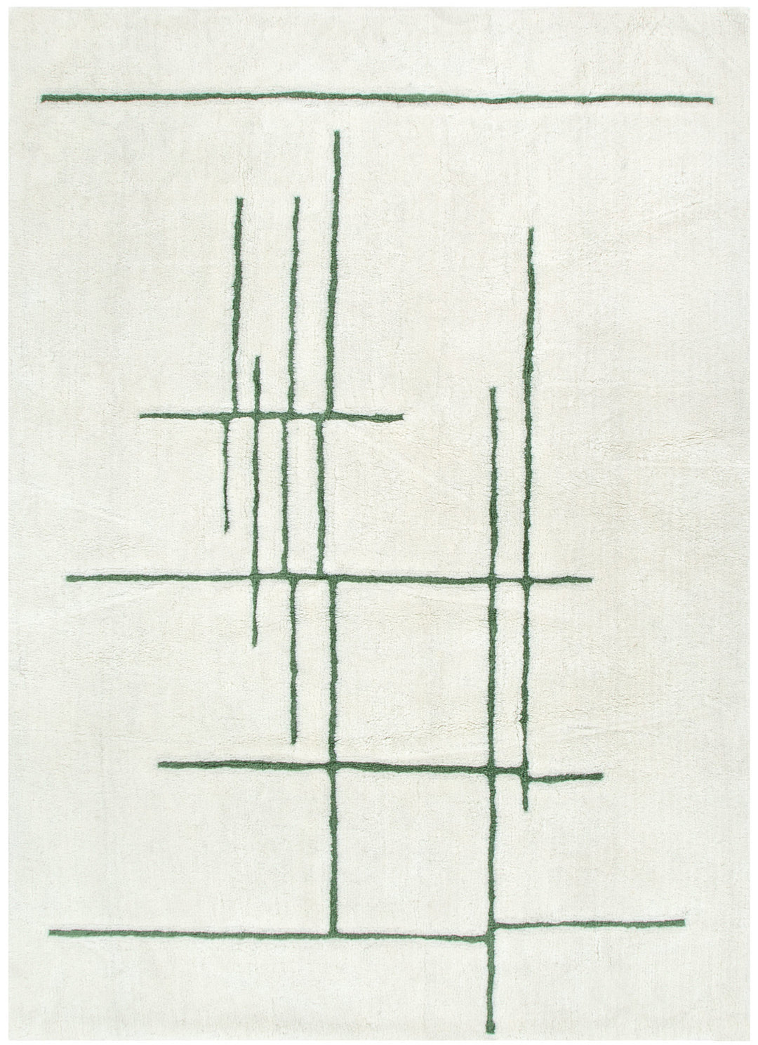 Highlands Abstract Olive Lines Washable Wool Rug - New Arrival