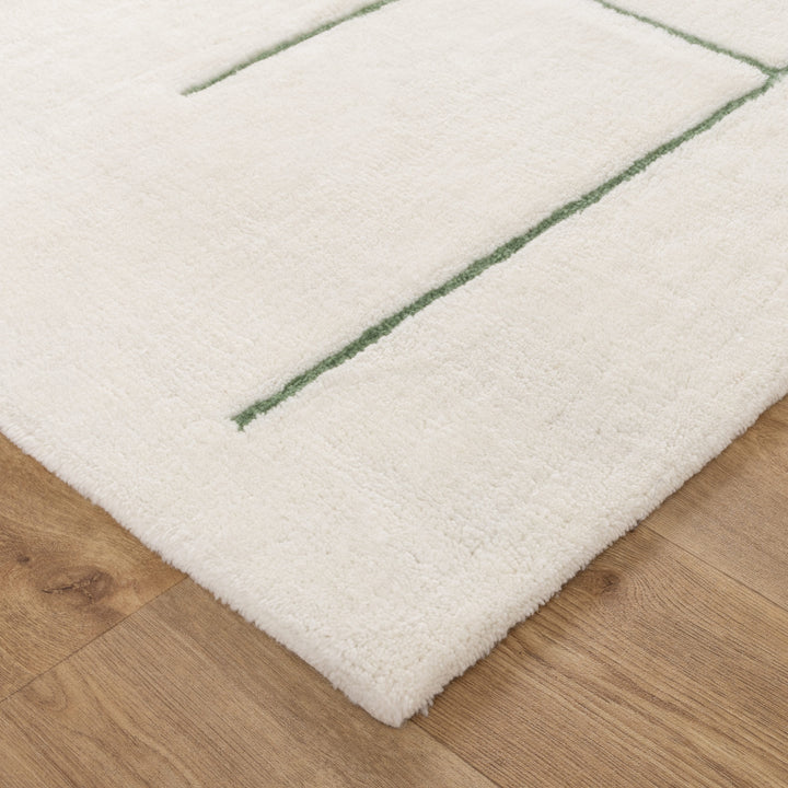 Highlands Abstract Olive Lines Washable Wool Rug - New Arrival