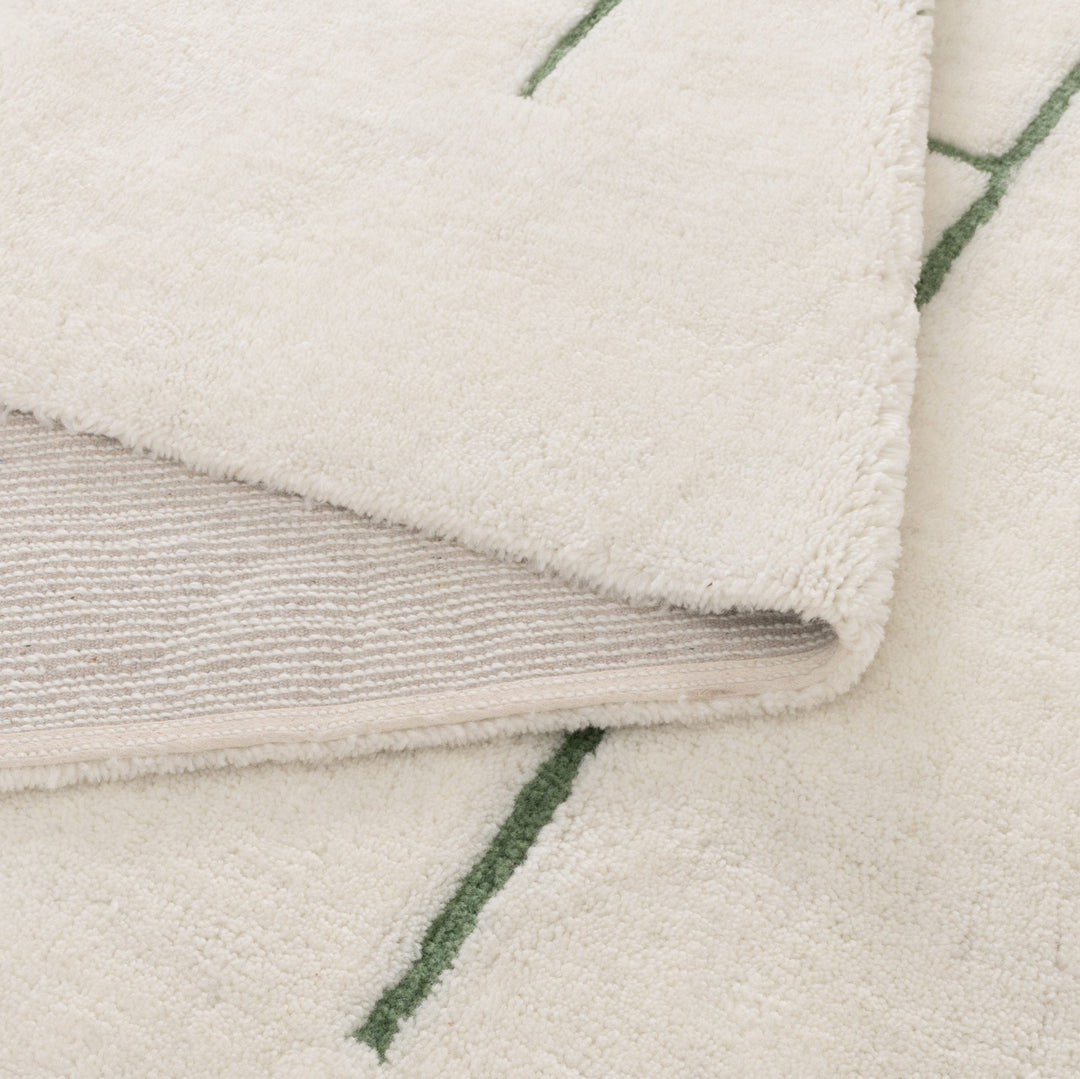Highlands Abstract Olive Lines Washable Wool Rug - New Arrival
