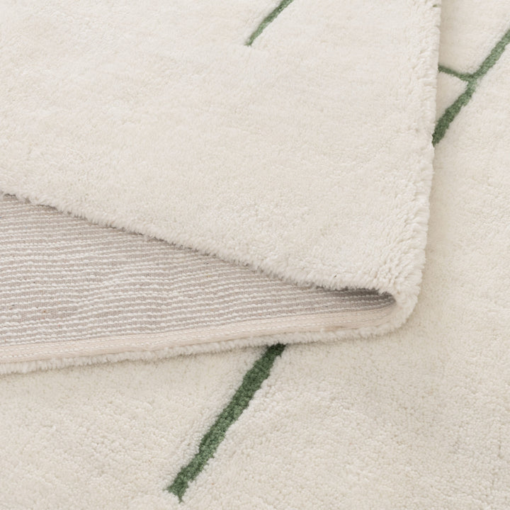 Highlands Abstract Olive Lines Washable Wool Rug - New Arrival