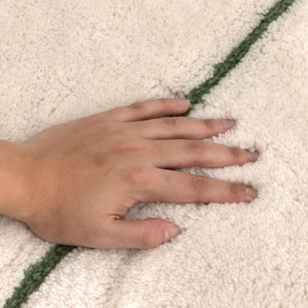 Highlands Abstract Olive Lines Washable Wool Rug - New Arrival