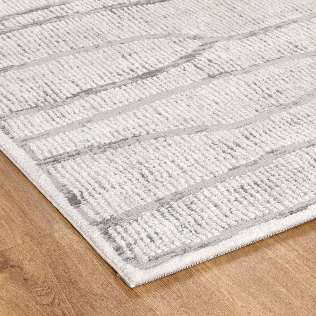 Sierra Abstract Silver Lines Rug - New Arrival