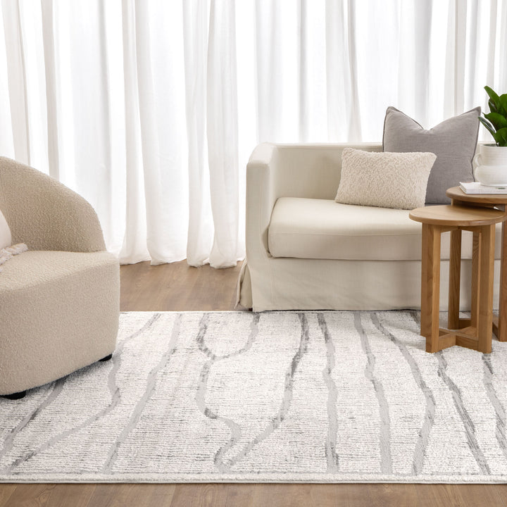 Sierra Abstract Silver Lines Rug - New Arrival