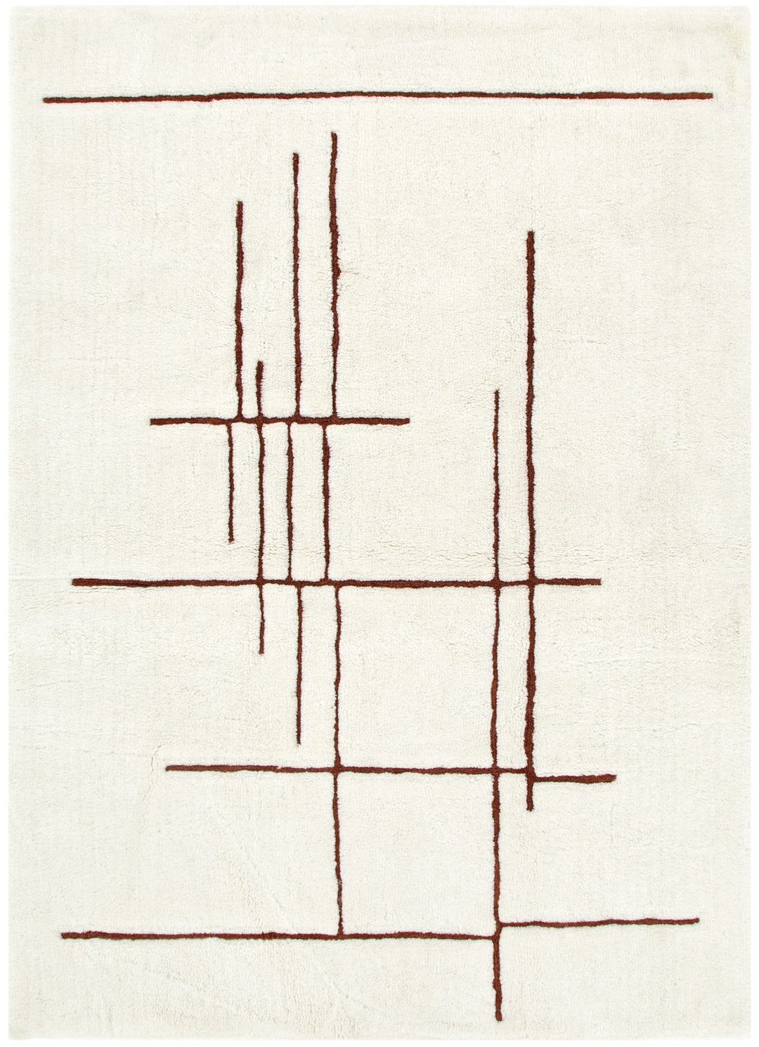 Highlands Abstract Terracotta Lines Washable Wool Rug - New Arrival