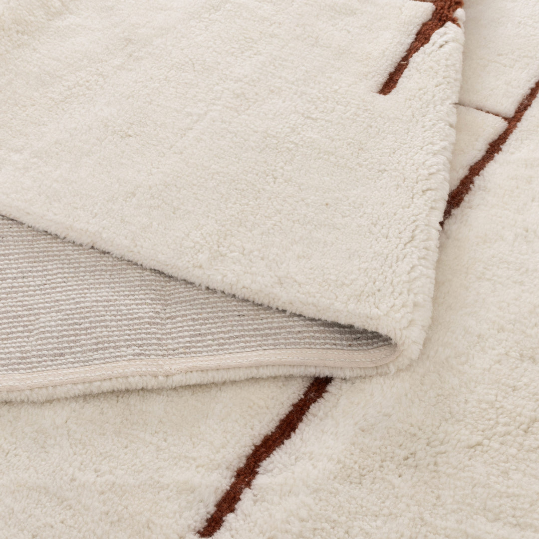 Highlands Abstract Terracotta Lines Washable Wool Rug - New Arrival