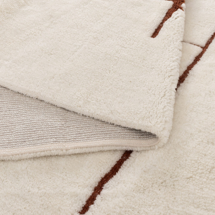 Highlands Abstract Terracotta Lines Washable Wool Rug - New Arrival