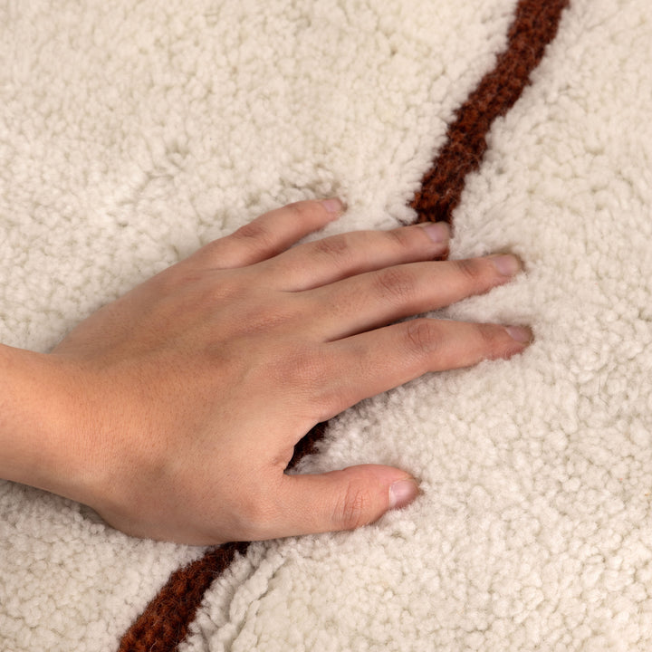 Highlands Abstract Terracotta Lines Washable Wool Rug - New Arrival