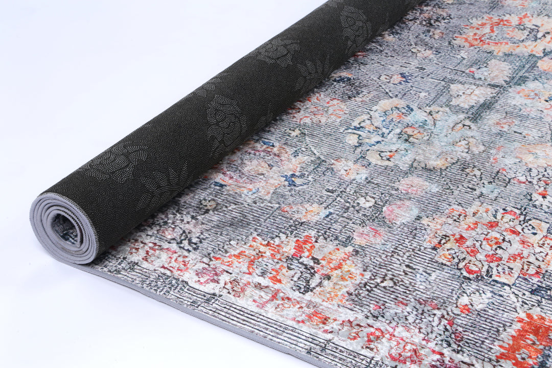 Angelique Rugs Angelic Distressed Floral Grey Multi Non-Slip Rug - ANGE12 – Brand ...