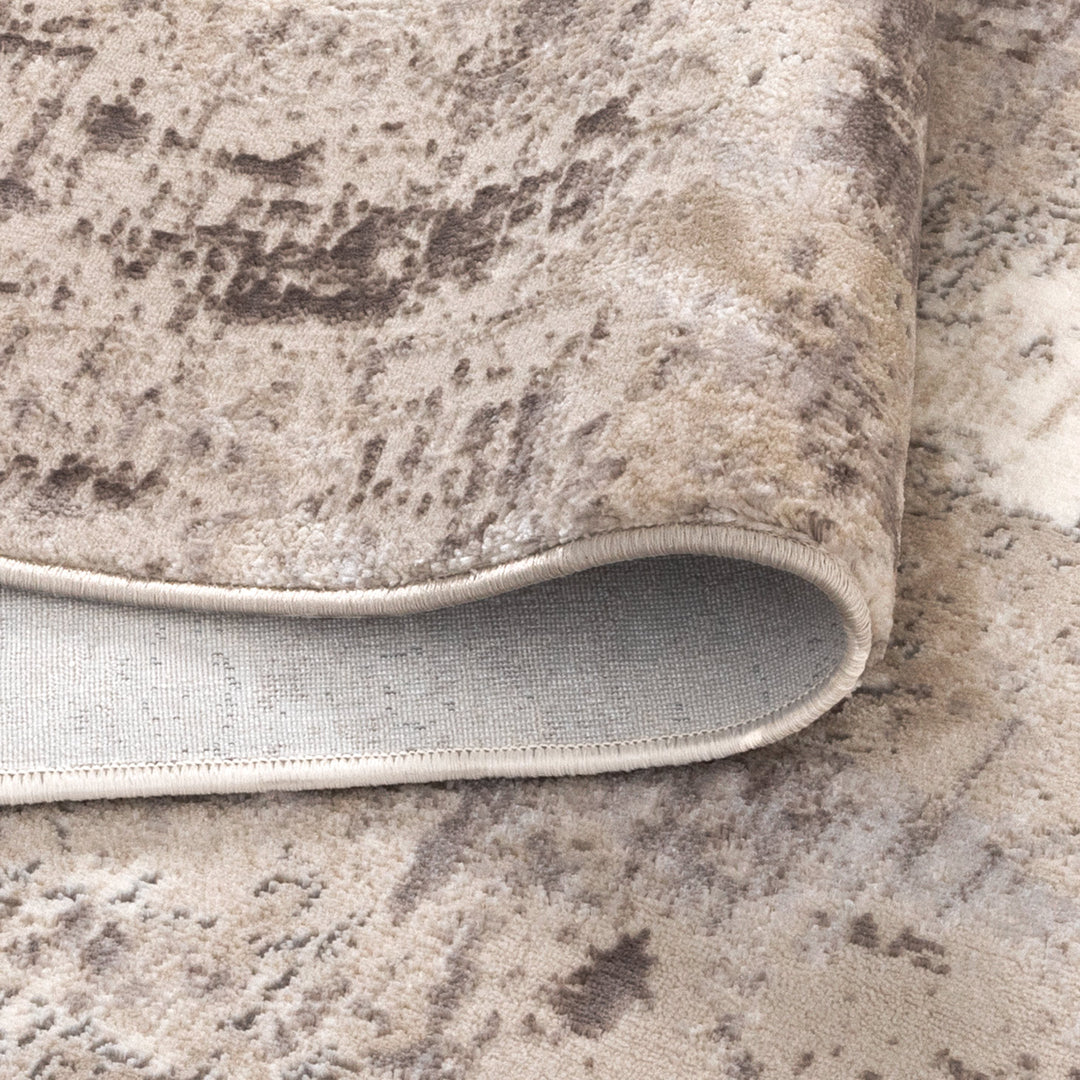 Atina Distressed Abstract Beige Grey Rug - AT01