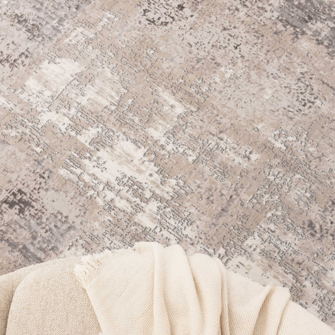 Atina Distressed Abstract Beige Grey Rug - AT01
