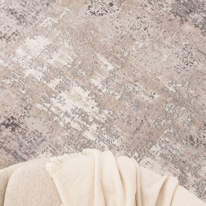 Atina Distressed Abstract Beige Grey Rug - AT01