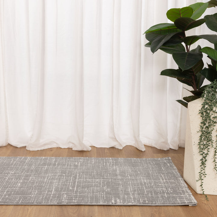 Atina Distressed Geo Lines Grey Rug - AT02