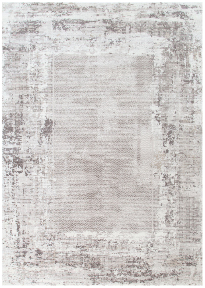 Atina Distressed Border Beige Grey Rug - AT04