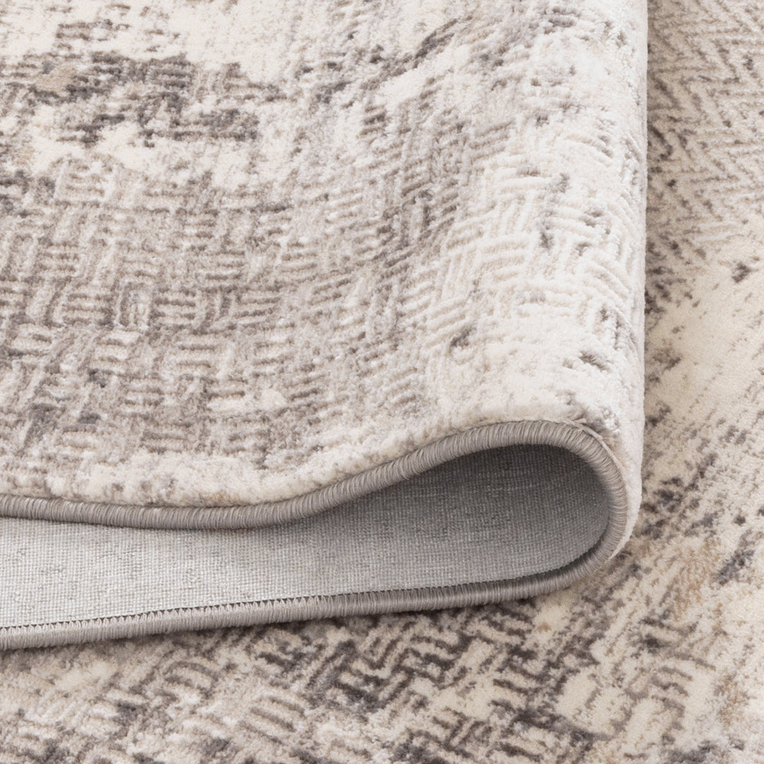 Atina Distressed Border Beige Grey Rug - AT04