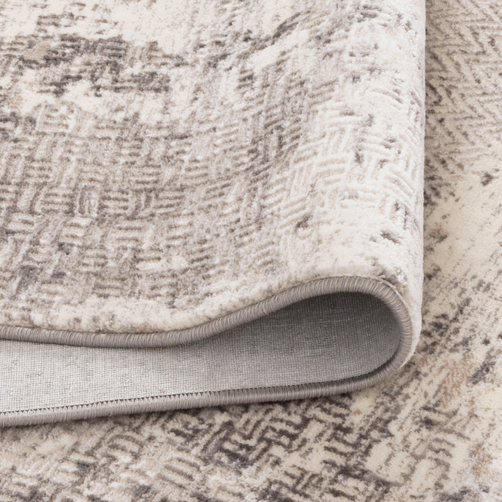 Atina Distressed Border Beige Grey Rug - AT04