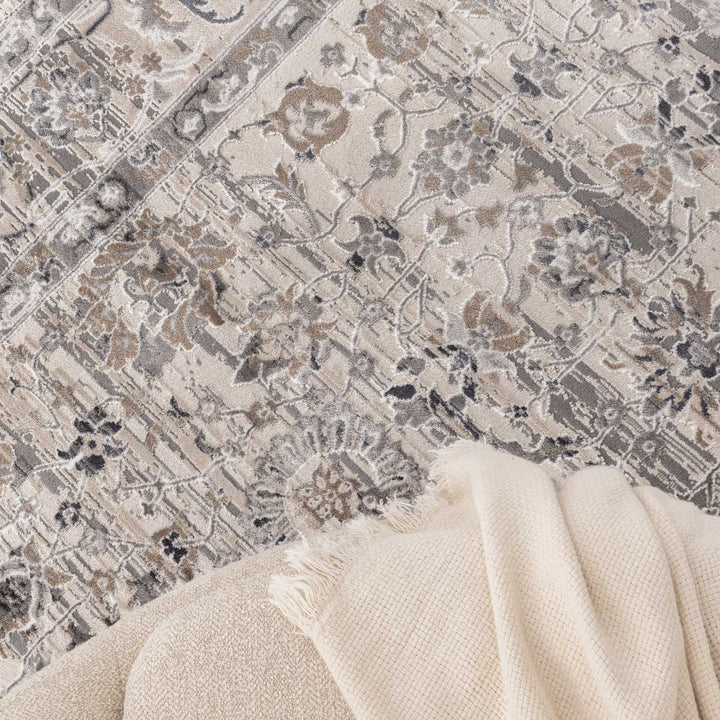 Atina Distressed Transitional Beige Grey Rug - AT05