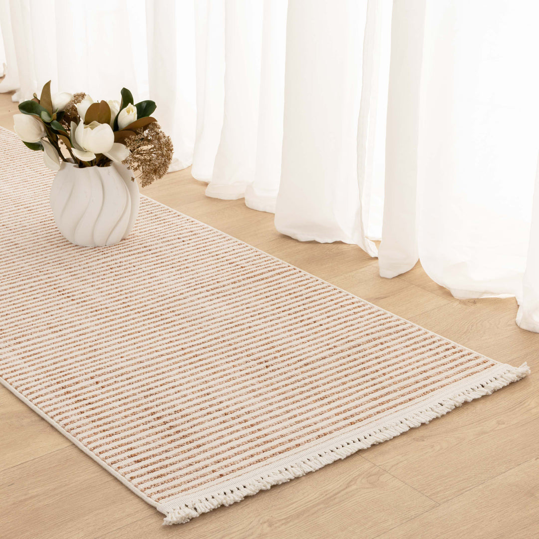 Berno Pink Ivory Loop Stripes Rug - B002 - New Arrival
