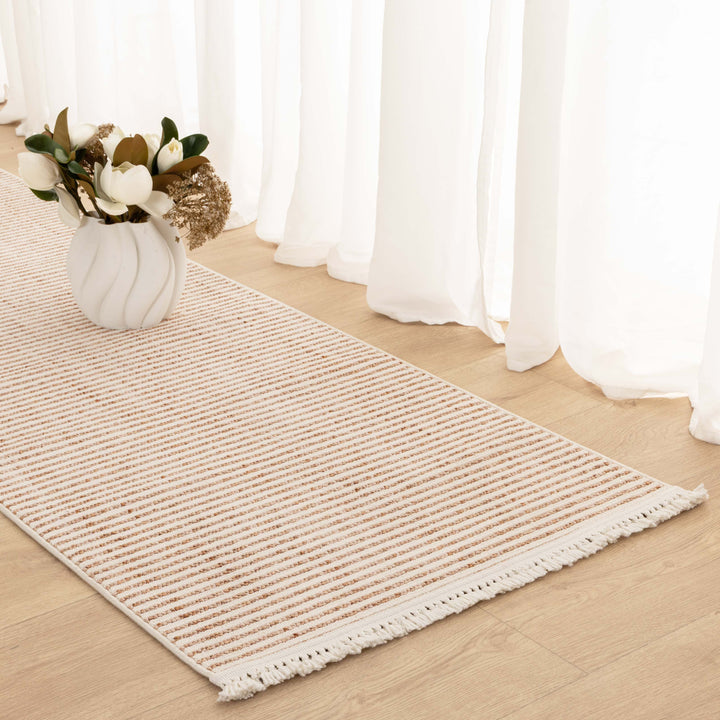 Berno Pink Ivory Loop Stripes Rug - B002 - New Arrival