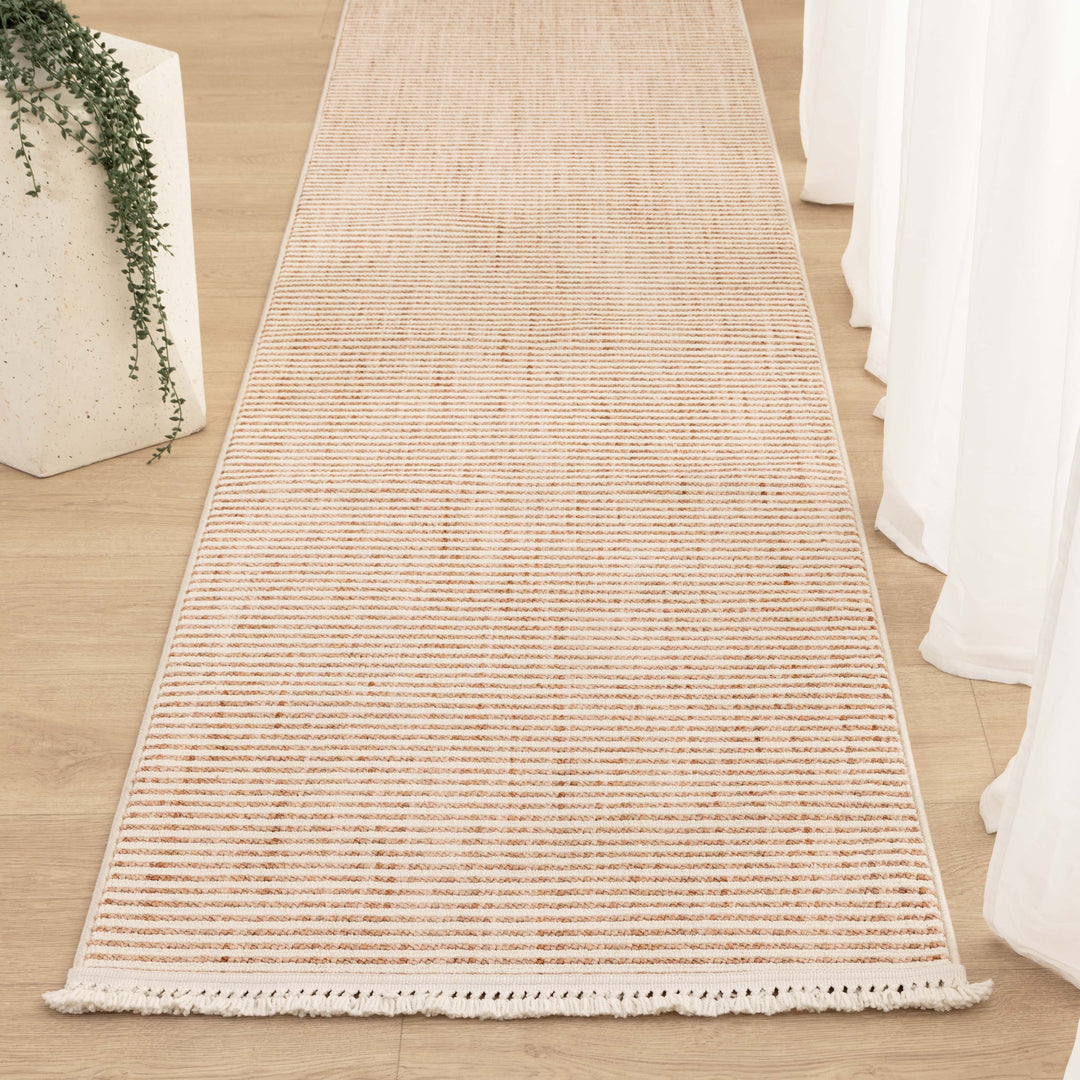 Berno Pink Ivory Loop Stripes Rug - B002 - New Arrival