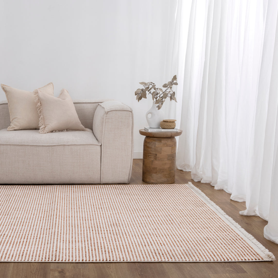 Berno Pink Ivory Loop Stripes Rug - B002 - New Arrival