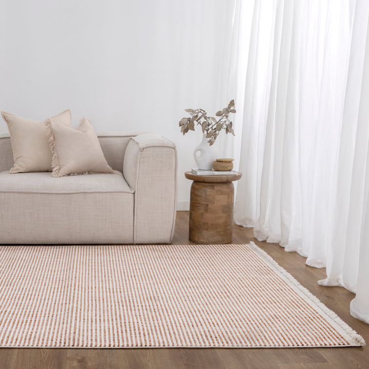 Berno Pink Ivory Loop Stripes Rug - B002 - New Arrival