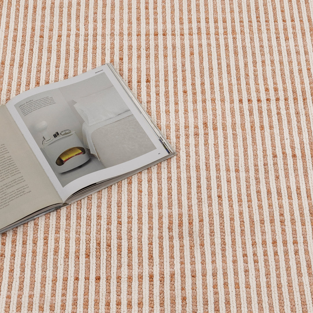 Berno Pink Ivory Loop Stripes Rug - B002 - New Arrival