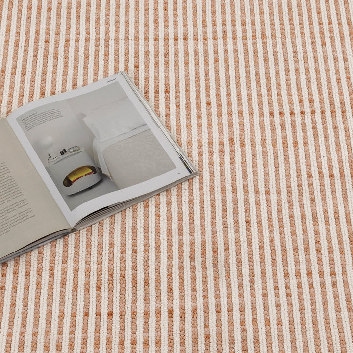 Berno Pink Ivory Loop Stripes Rug - B002 - New Arrival