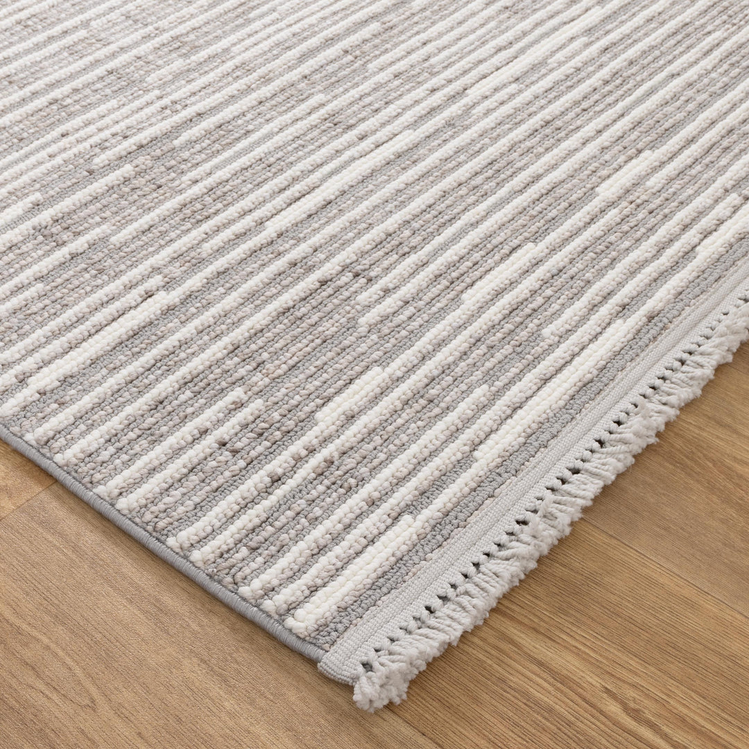 Berno Silver Ivory Loop Lines Rug - B006 - Arriving Soon