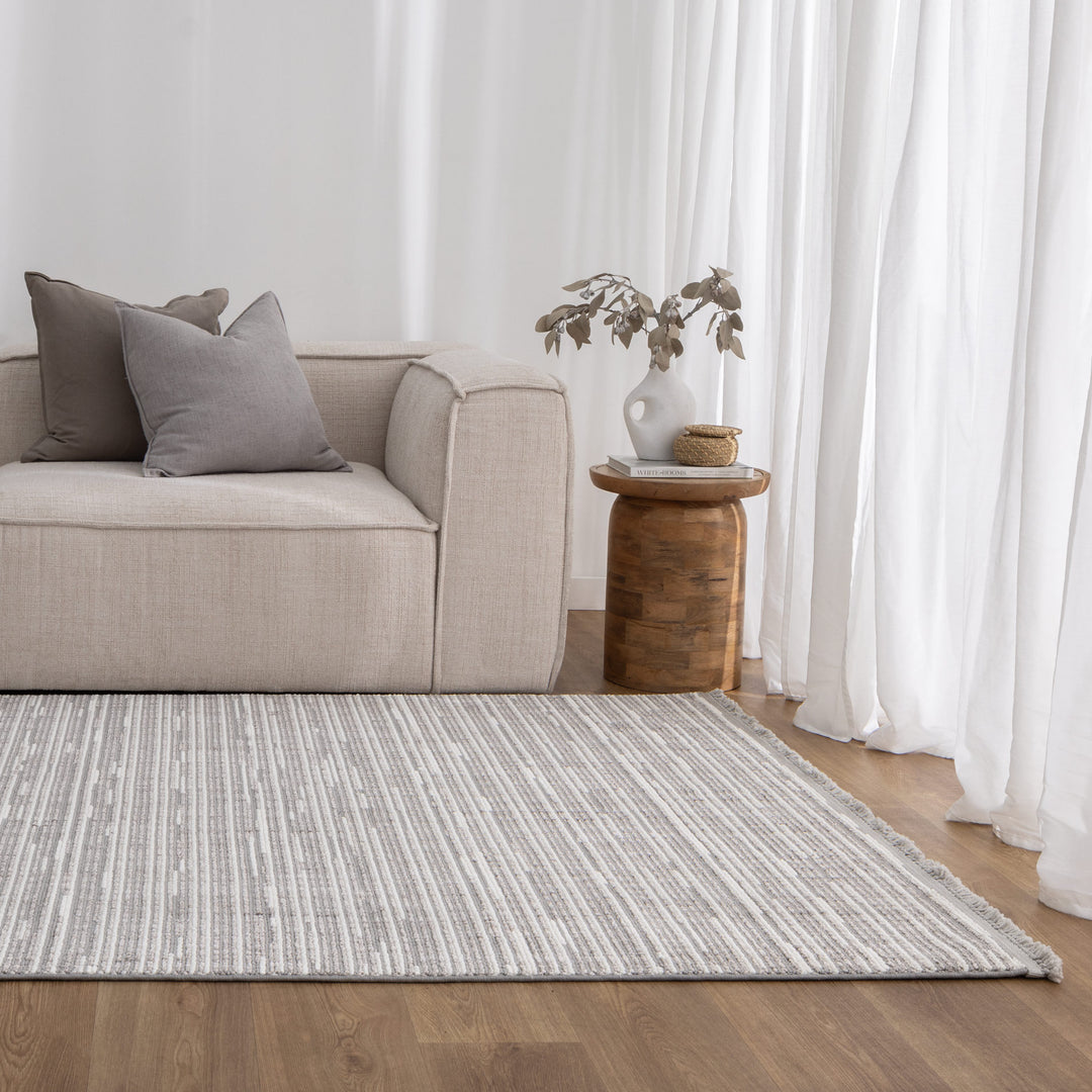 Berno Silver Ivory Loop Lines Rug - B006 - Arriving Soon