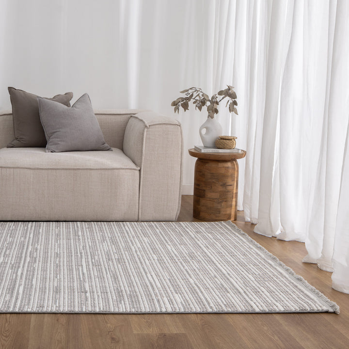 Berno Silver Ivory Loop Lines Rug - B006 - Arriving Soon