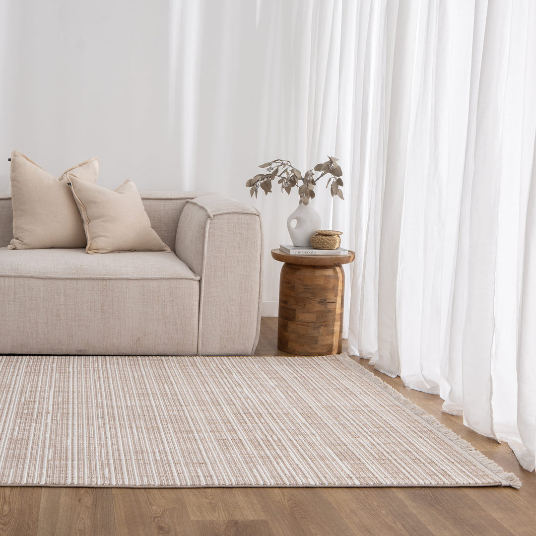 Berno Beige Ivory Loop Lines Rug - B007 - New Arrival