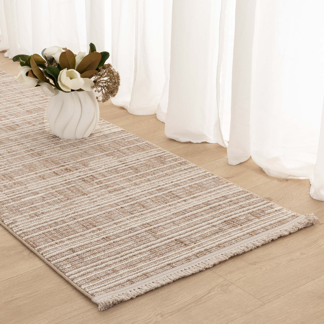 Berno Beige Ivory Loop Lines Rug - B007 - New Arrival
