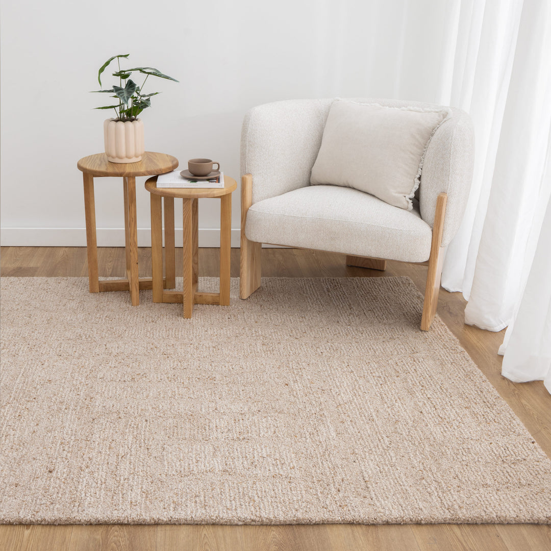 Seren Beige Modern Wool Rug - New Arrival