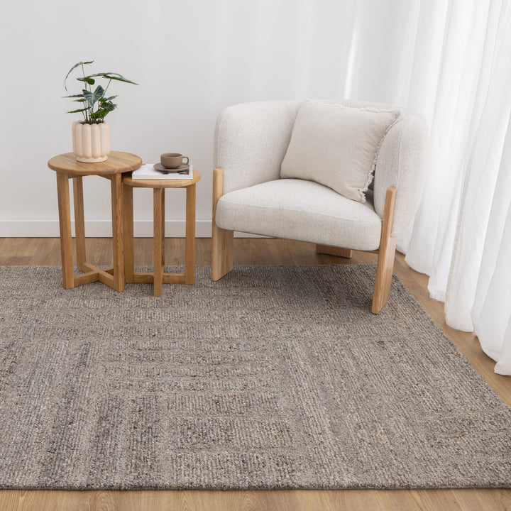 Seren Brown Grey Modern Wool Rug - New Arrival