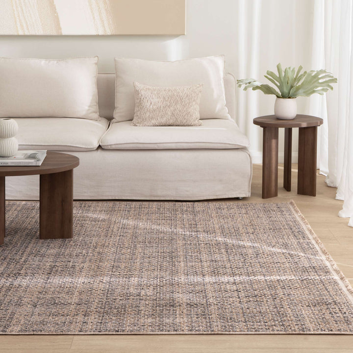 Cherie Distressed Lines Beige Grey Rug - CH05- New Arrival