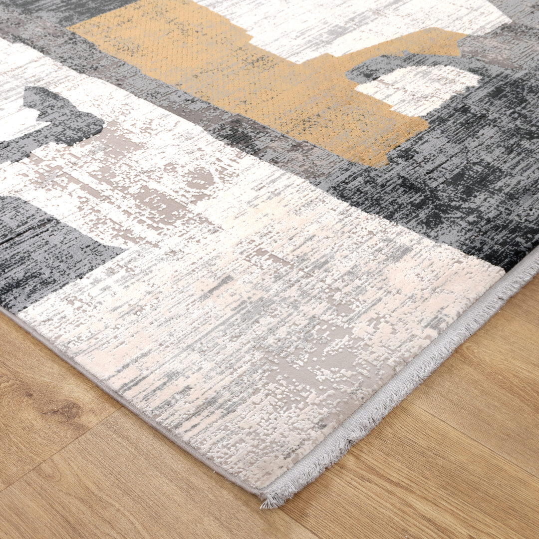 Chateau Shapes Grey Gold Rug - CH06 – Brand Ventures Pty Ltd