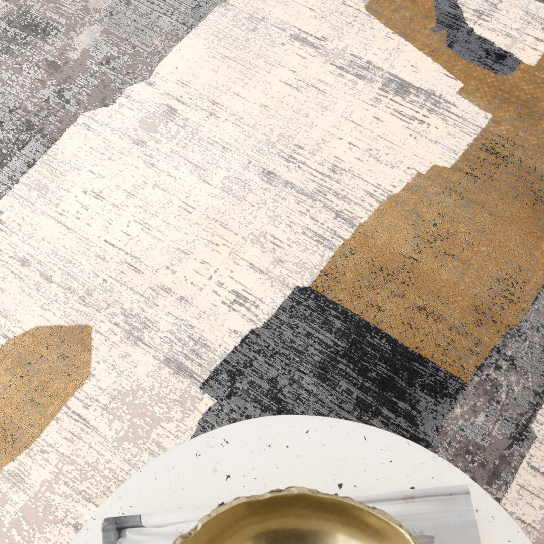 Chateau Shapes Grey Gold Rug - CH06 – Brand Ventures Pty Ltd