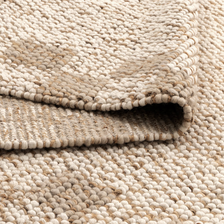 Eco Weave Checkered Border Cream Beige Jute and Wool Rug