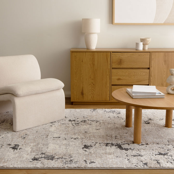 Dorado Abstract Textured Grey Beige Rug (D007)