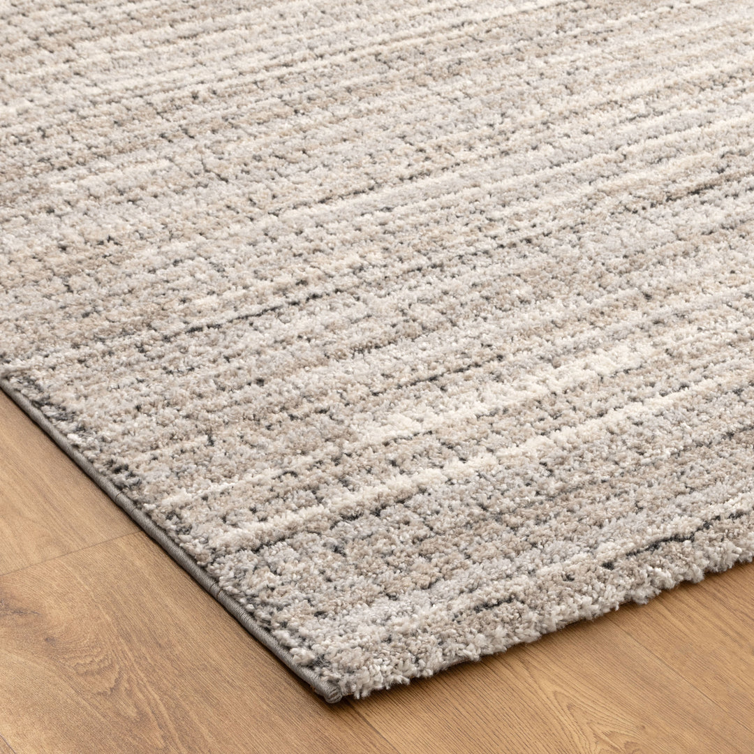 Dorado Textured Look Border Grey Beige Rug (D012)